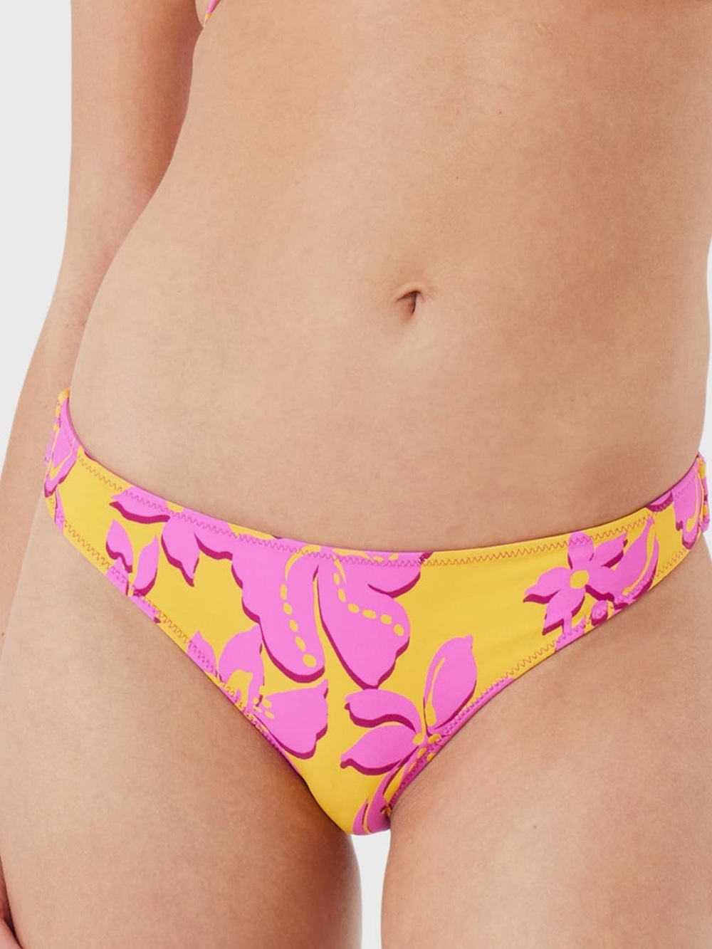 ROXY Island Time Reversible Pink & Yellow Floral Bikini Bottom XL